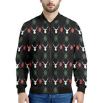 Christmas Deer Argyle Pattern Print Men's Bomber Jacket