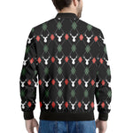 Christmas Deer Argyle Pattern Print Men's Bomber Jacket