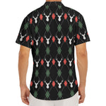 Christmas Deer Argyle Pattern Print Men's Deep V-Neck Shirt