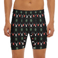Christmas Deer Argyle Pattern Print Men's Long Boxer Briefs