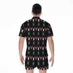 Christmas Deer Argyle Pattern Print Men's Rompers