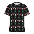 Christmas Deer Argyle Pattern Print Men's Athletic T-Shirt