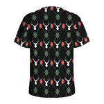 Christmas Deer Argyle Pattern Print Men's Sports T-Shirt