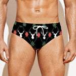 Christmas Deer Argyle Pattern Print Men's Swim Briefs