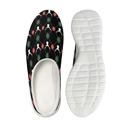 Christmas Deer Argyle Pattern Print Mesh Casual Shoes