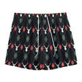 Christmas Deer Argyle Pattern Print Mesh Shorts