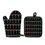 Christmas Deer Argyle Pattern Print Oven Mitt And Pot Holder Set