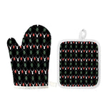 Christmas Deer Argyle Pattern Print Oven Mitt And Pot Holder Set