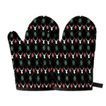 Christmas Deer Argyle Pattern Print Oven Mitts