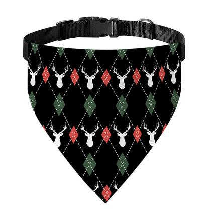 Christmas Deer Argyle Pattern Print Over The Collar Dog Bandana