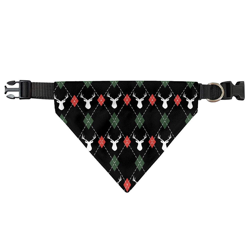 Christmas Deer Argyle Pattern Print Over The Collar Dog Bandana