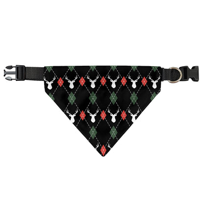 Christmas Deer Argyle Pattern Print Over The Collar Dog Bandana