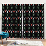 Christmas Deer Argyle Pattern Print Pencil Pleat Curtains