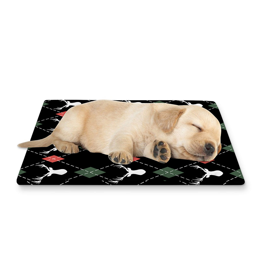 Christmas Deer Argyle Pattern Print Pet Cooling Mat Cover