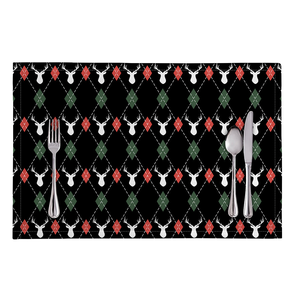 Christmas Deer Argyle Pattern Print Placemat