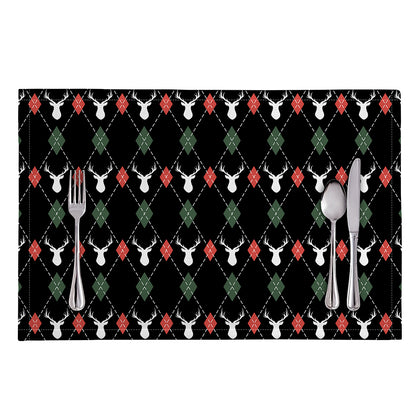 Christmas Deer Argyle Pattern Print Placemat