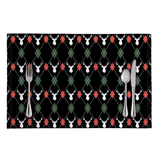 Christmas Deer Argyle Pattern Print Placemat