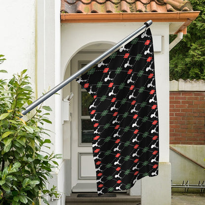 Christmas Deer Argyle Pattern Print Polyester Flag