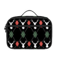 Christmas Deer Argyle Pattern Print Portable Lunch Bag