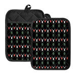 Christmas Deer Argyle Pattern Print Pot Holders With Pocket