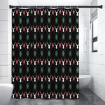 Christmas Deer Argyle Pattern Print Premium Shower Curtain