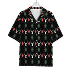 Christmas Deer Argyle Pattern Print Rayon Hawaiian Shirt
