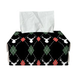 Christmas Deer Argyle Pattern Print Rectangle Tissue Box Cover