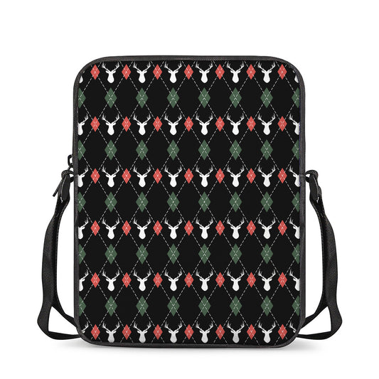Christmas Deer Argyle Pattern Print Rectangular Crossbody Bag