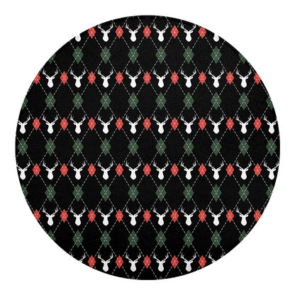 Christmas Deer Argyle Pattern Print Round Blanket