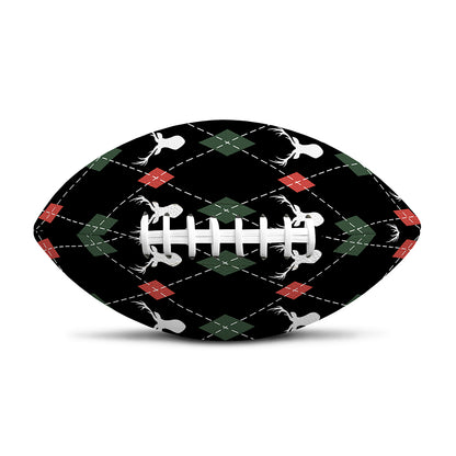 Christmas Deer Argyle Pattern Print Rugby Ball