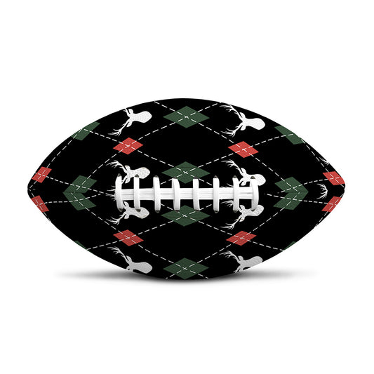 Christmas Deer Argyle Pattern Print Rugby Ball