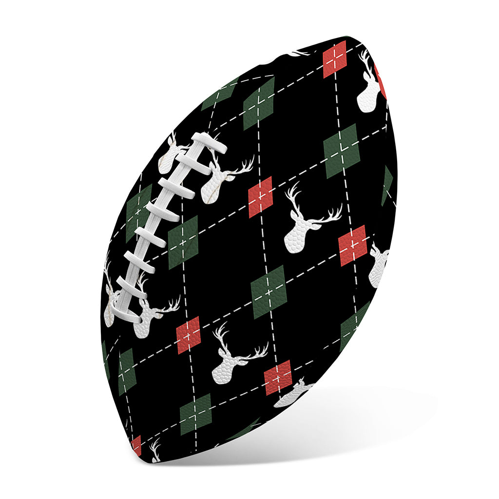Christmas Deer Argyle Pattern Print Rugby Ball