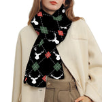 Christmas Deer Argyle Pattern Print Scarf