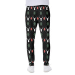 Christmas Deer Argyle Pattern Print Scuba Joggers