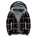 Christmas Deer Argyle Pattern Print Sherpa Lined Zip Up Hoodie