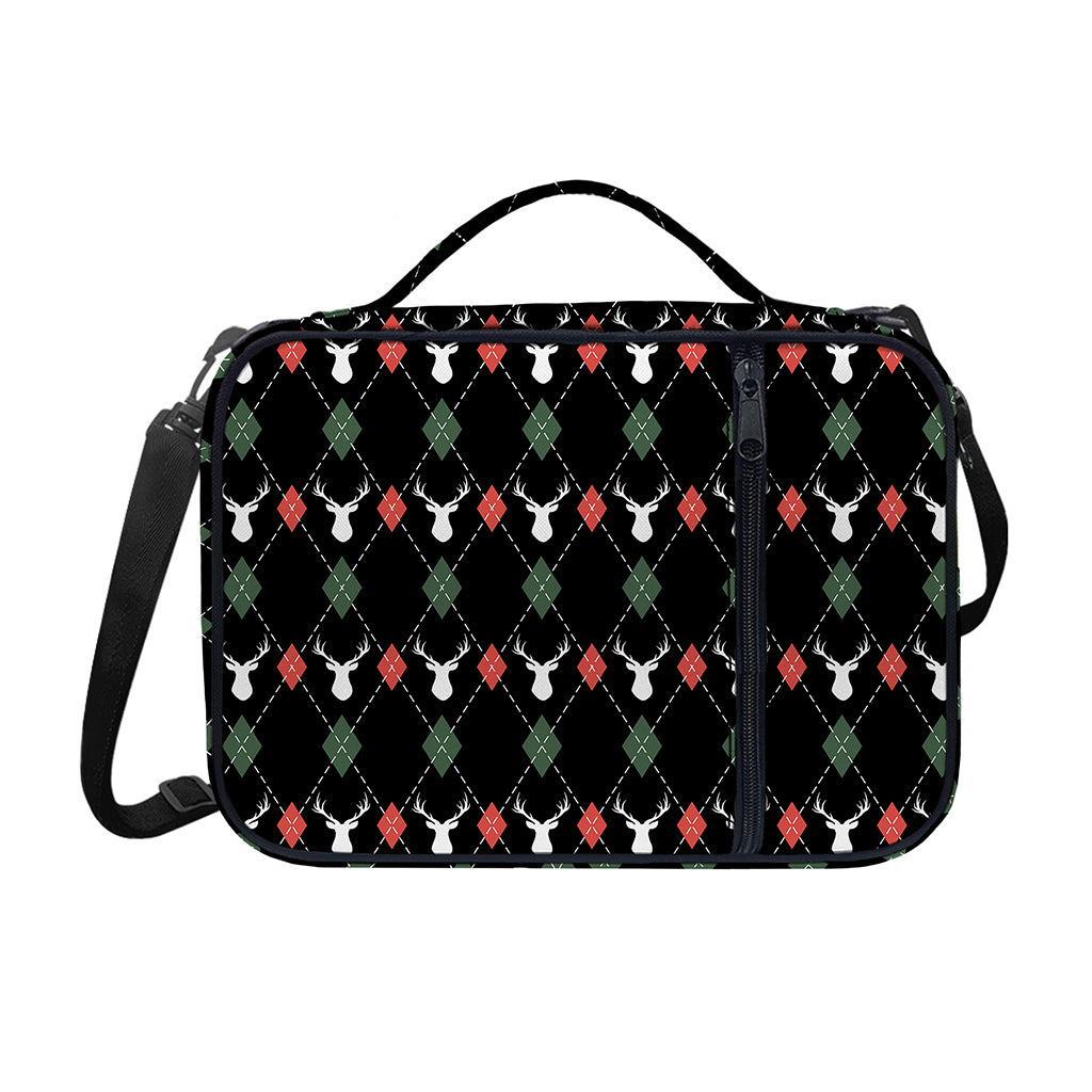 Christmas Deer Argyle Pattern Print Shoulder Strap Bible Bag