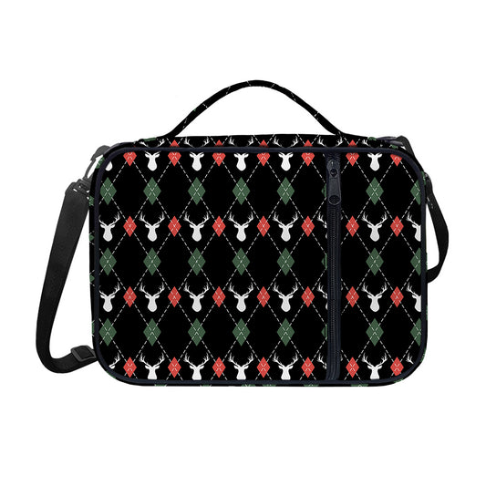Christmas Deer Argyle Pattern Print Shoulder Strap Bible Bag