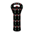 Christmas Deer Argyle Pattern Print Single Neoprene Wine Tote