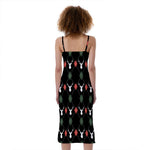 Christmas Deer Argyle Pattern Print Slim Fit Midi Cami Dress