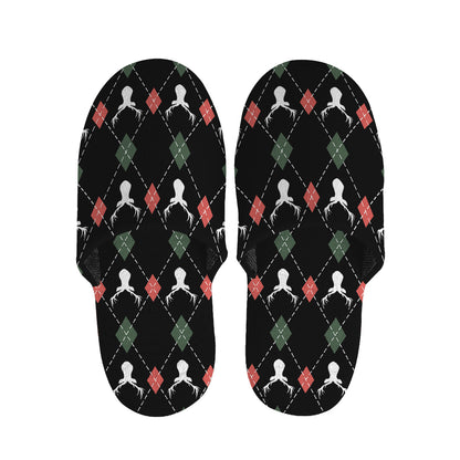 Christmas Deer Argyle Pattern Print Slippers