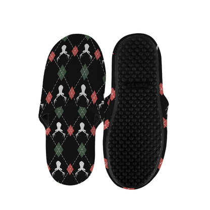 Christmas Deer Argyle Pattern Print Slippers