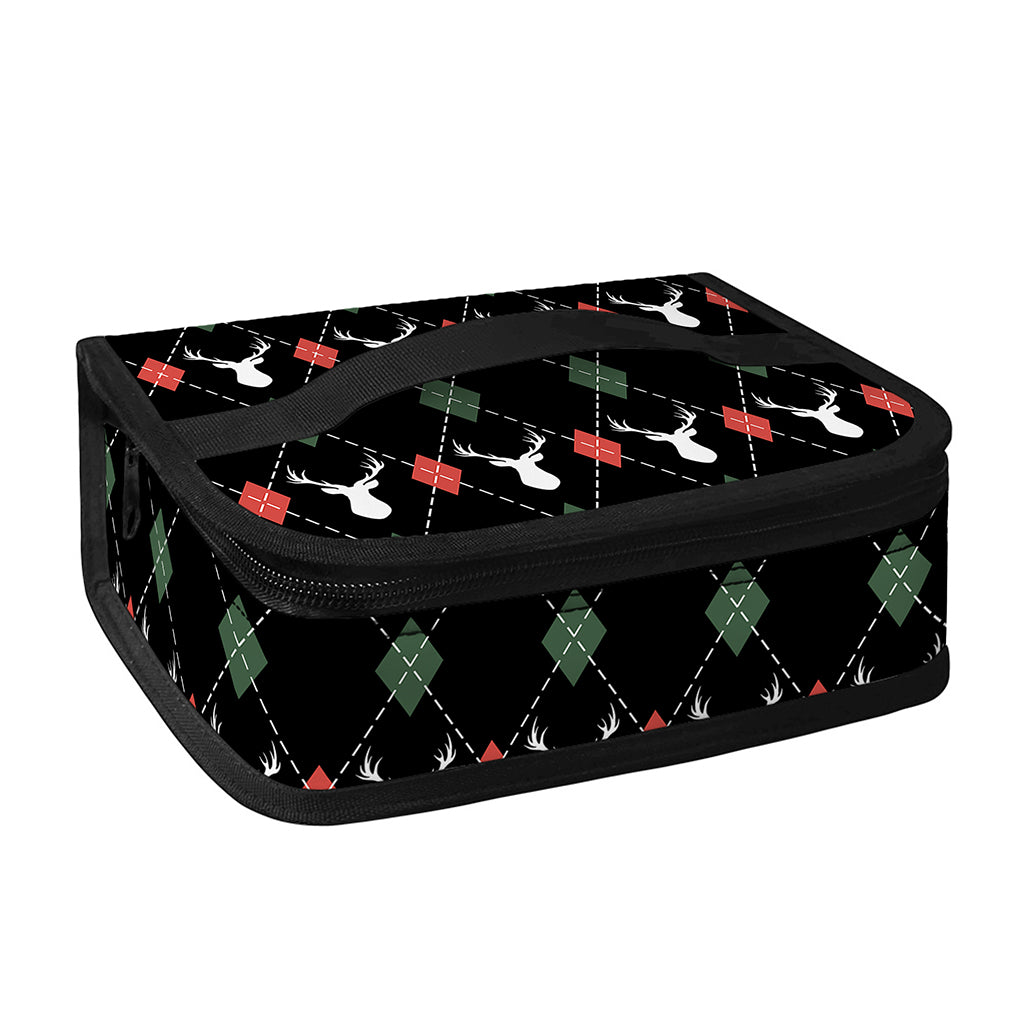 Christmas Deer Argyle Pattern Print Small Lunch Bag