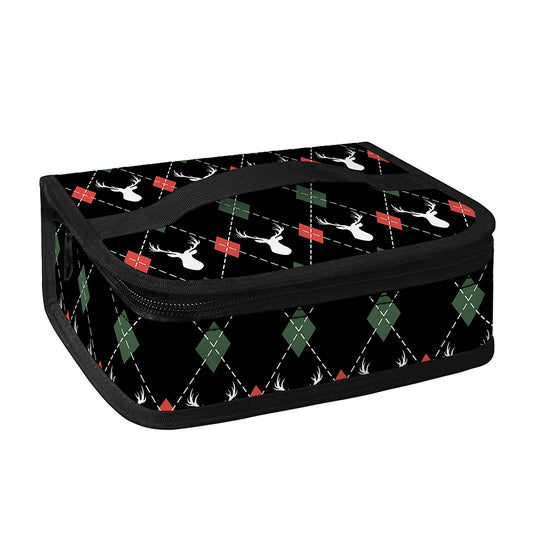 Christmas Deer Argyle Pattern Print Small Lunch Bag