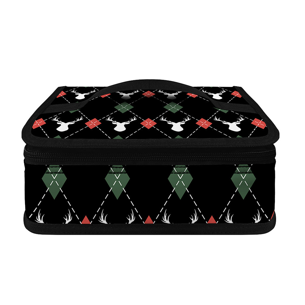 Christmas Deer Argyle Pattern Print Small Lunch Bag