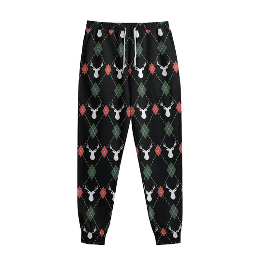 Christmas Deer Argyle Pattern Print Sweatpants