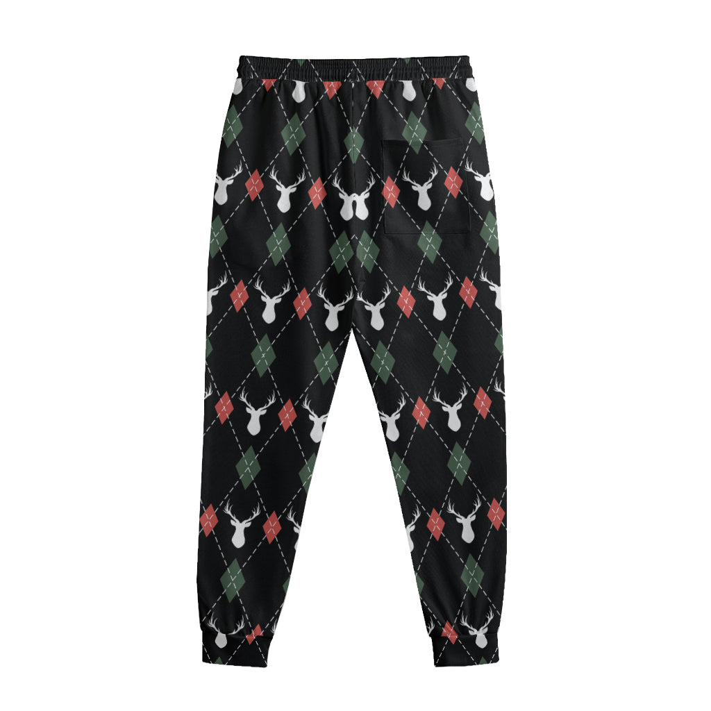Christmas Deer Argyle Pattern Print Sweatpants