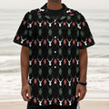 Christmas Deer Argyle Pattern Print Textured Short Sleeve Shirt