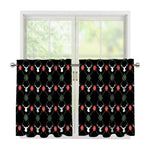 Christmas Deer Argyle Pattern Print Tier Curtains