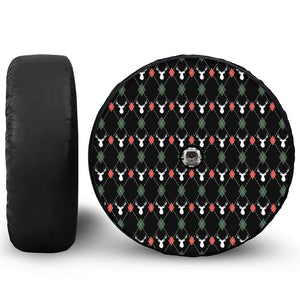 Christmas Deer Argyle Pattern Print Tire Cover With Camera Hole