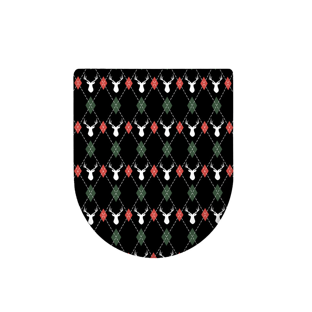 Christmas Deer Argyle Pattern Print Toilet Lid Cover